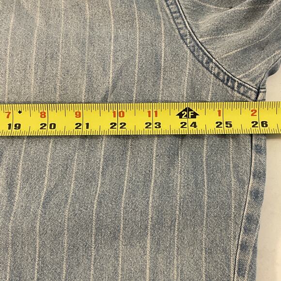 Justin Boots XL Denim Shirt Is Railroad Pinstripe Shacket Western Cowboy Snap - Picture 14 of 16